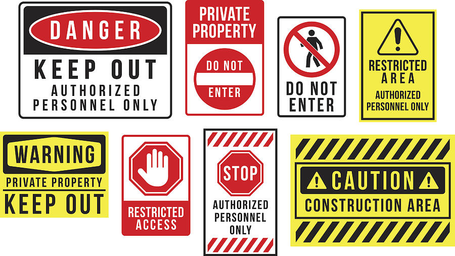 Caution danger and warning signs Drawing by VladSt