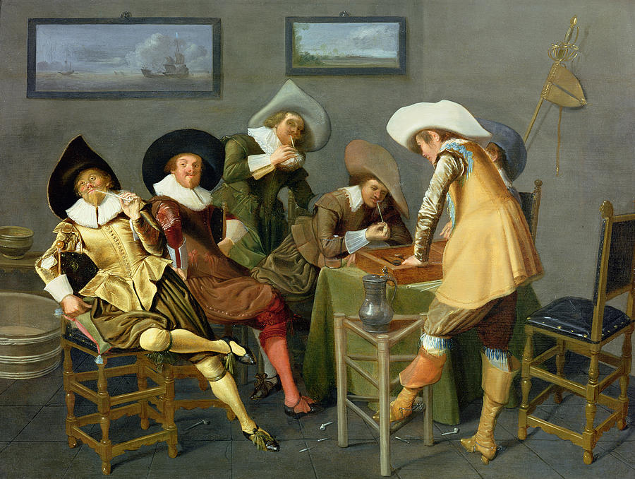 Cavaliers In A Tavern Oil On Canvas Photograph by Dirck Hals