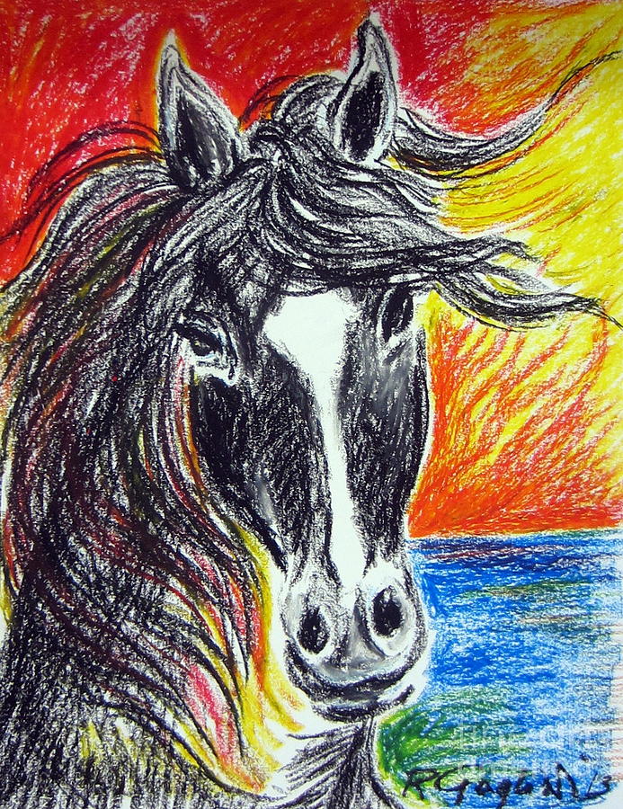 Cavallo in fiamme Painting by Roberto Gagliardi