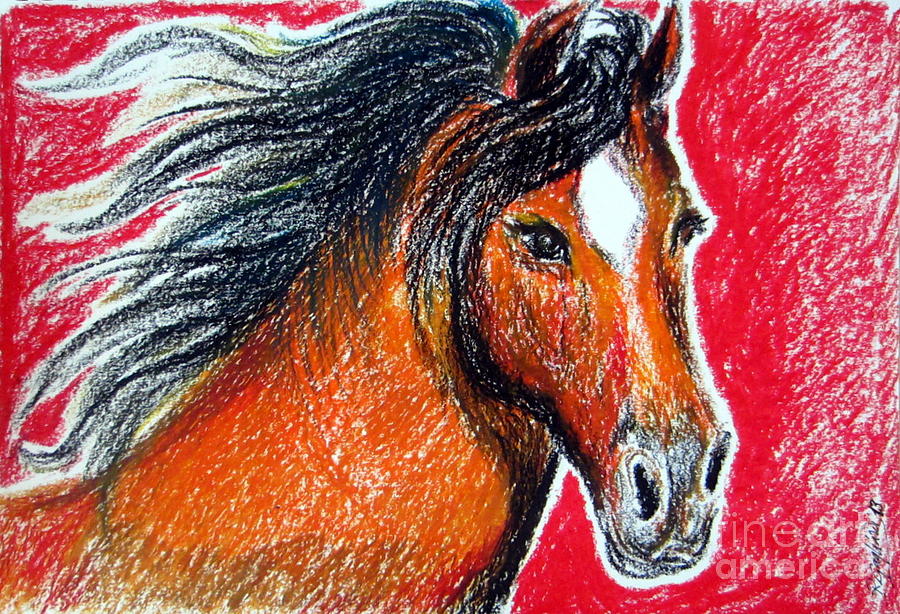 Cavallo rosso su sfondo rosso Painting by Roberto Gagliardi