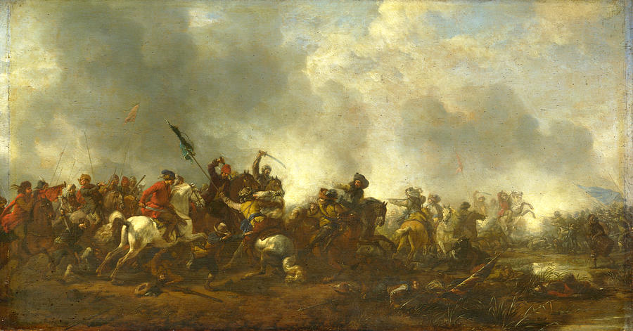 Cavalry attacking Infantry Painting by Philips Wouwerman