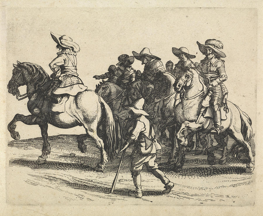 Mirror Drawing - Cavalry, Jan Van De Velde II, Anonymous by Jan Van De Velde (ii) And Anonymous And Jan Martszen De Jonge
