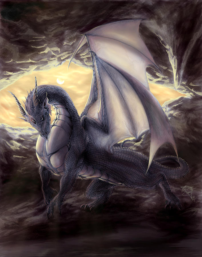 Dragon Painting - Cave Dragon by Rob Carlos