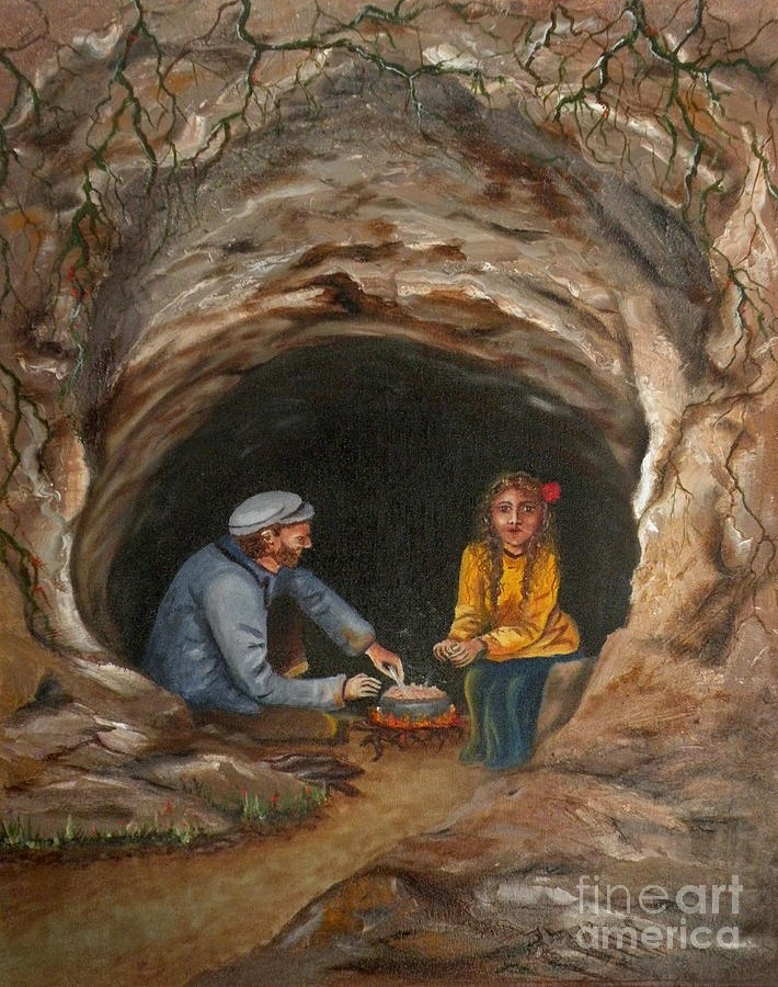 Travelers Painting - Cave Dwellers by Lora Duguay