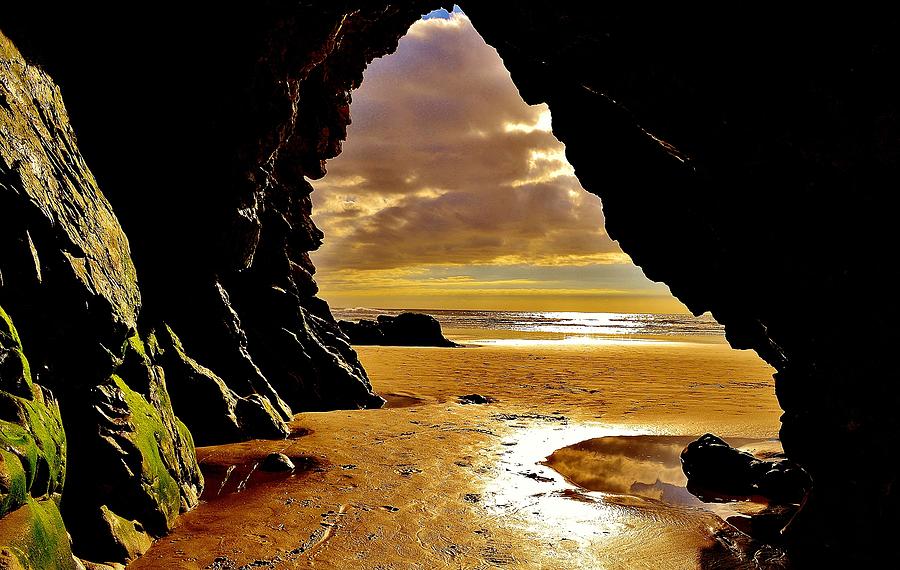 Cave Sunset at Shell Beach by Caron Krauch Photograph by California Coastal Commission