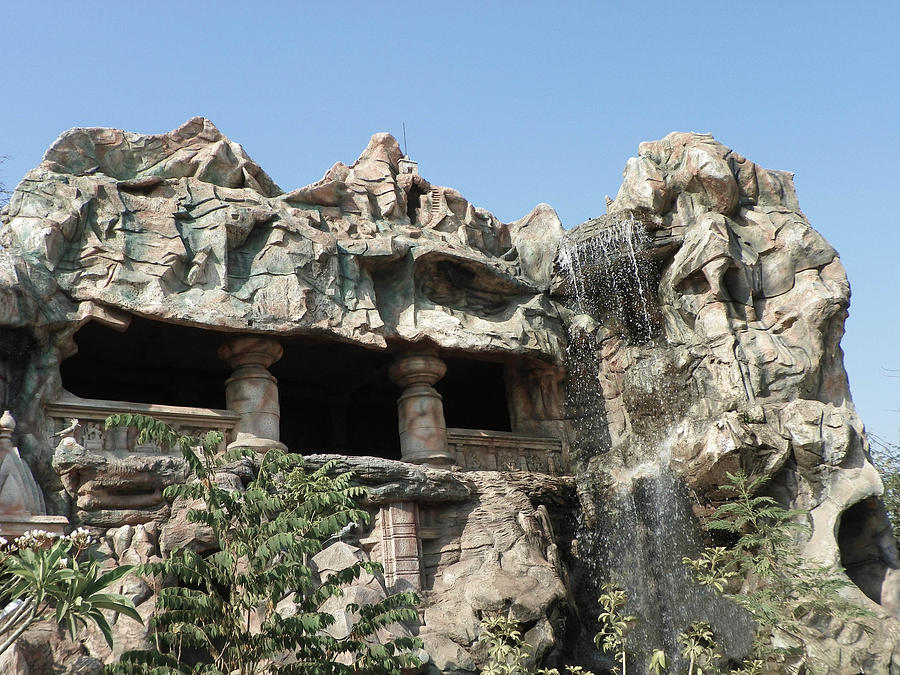 Waterfall Photograph - Cave Temple by Nandan NAGWEKAR