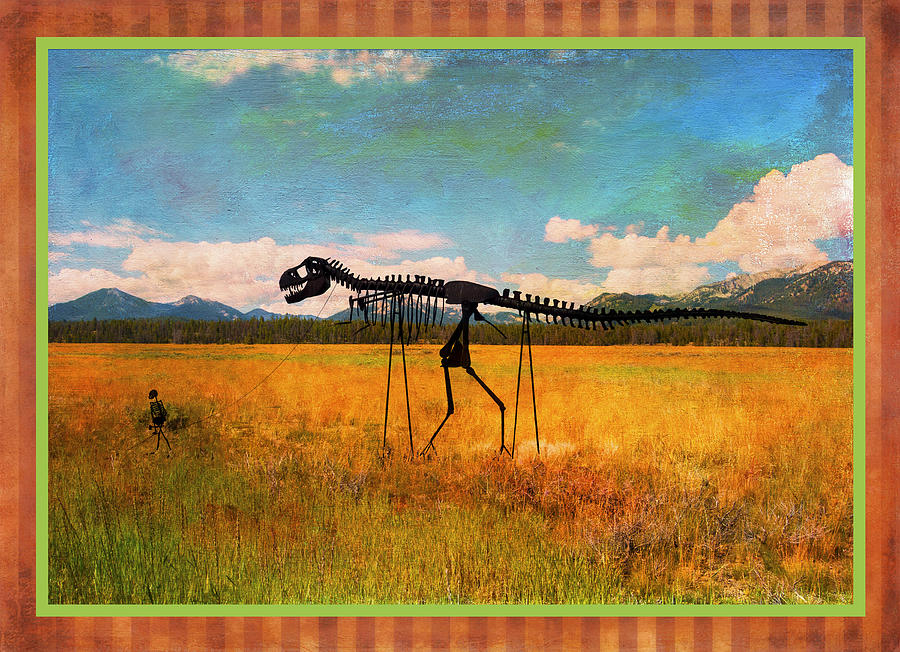 Caveman Walking Dino Digital Art by Sandra Selle Rodriguez