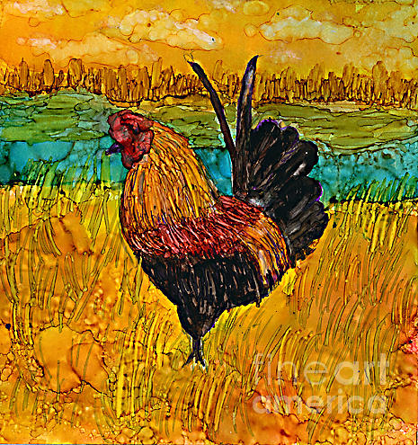 Cayman Rooster Painting by Alene Sirott-Cope