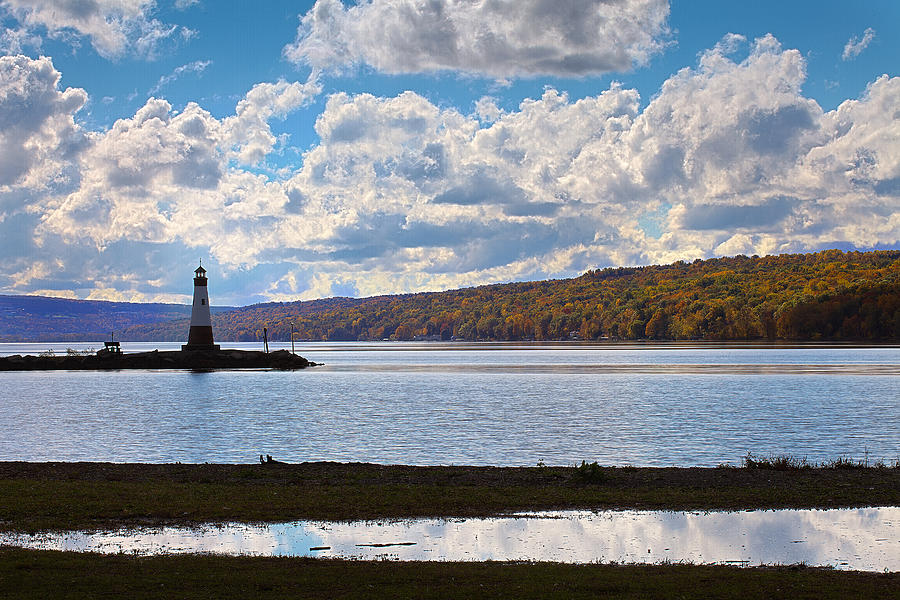 Tree Photograph - Cayuga Lake In Colorful Fall Ithaca New York III by Paul Ge