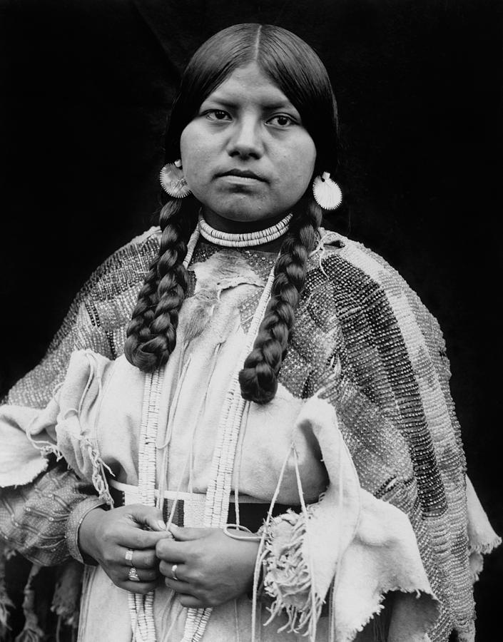 Edward Sheriff Curtis Photograph - Cayuse woman circa 1910 by Aged Pixel