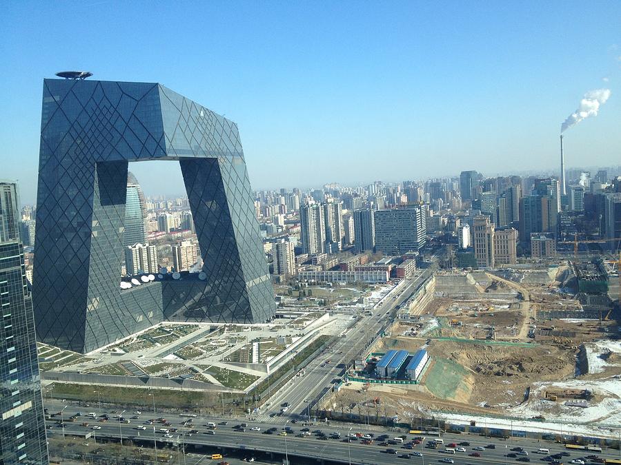 Architecture Photograph - CCTV Building Beijing Dec 2012 by Eugene Evon
