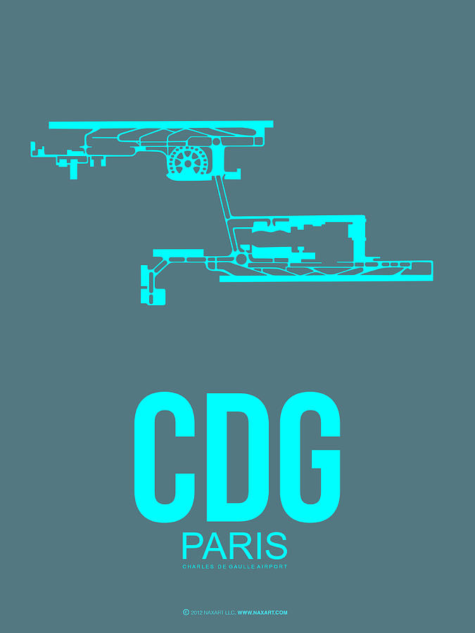 Paris Digital Art - CDG Paris Airport Poster 1 by Naxart Studio