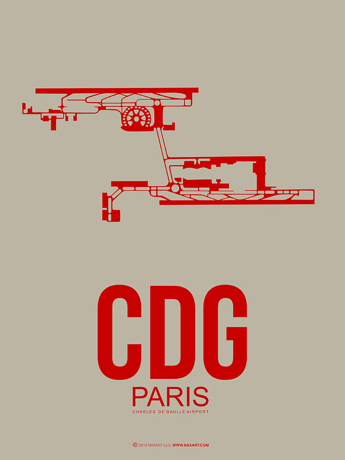 Paris Digital Art - CDG Paris Airport Poster 2 by Naxart Studio