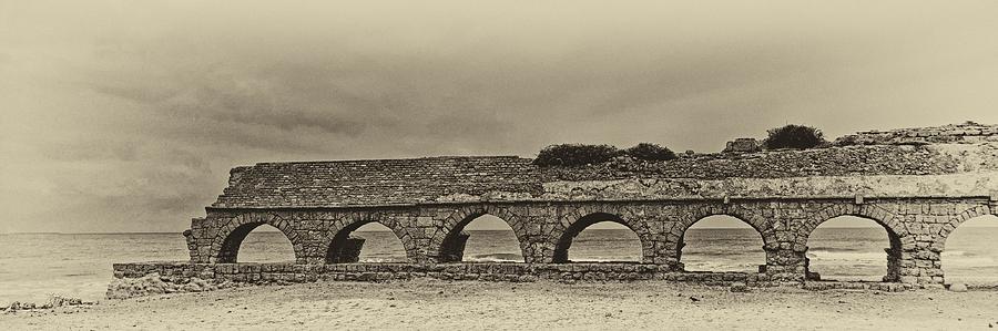 Ceasarea Aqueduct 1 Antiqued Photograph by Mark Fuller