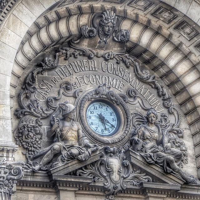 Exploring Photograph - Cec Palace, Bucharest, Exterior Clock by Adriano La Naia