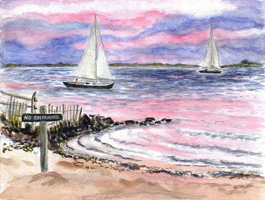 Cedar Beach Pinks Painting by Clara Sue Beym