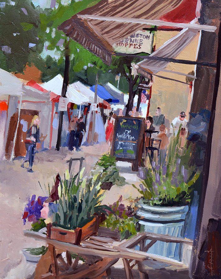Oils Painting - Cedarburg Strawberry Festival by Anthony Sell Oils Painting - Cedarburg Strawberry Festival by Anthony Sell