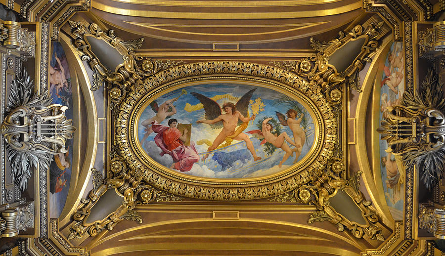 Ceiling painting by Paul Baudry in the Grand Foyer of the Paris Opera House Photograph by RicardMN Photography