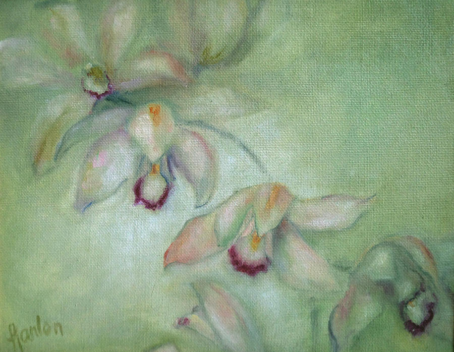 Cymbidium Painting - Celadon Cymbidiums by Susan Hanlon Cymbidium Painting - Celadon Cymbidiums by Susan Hanlon