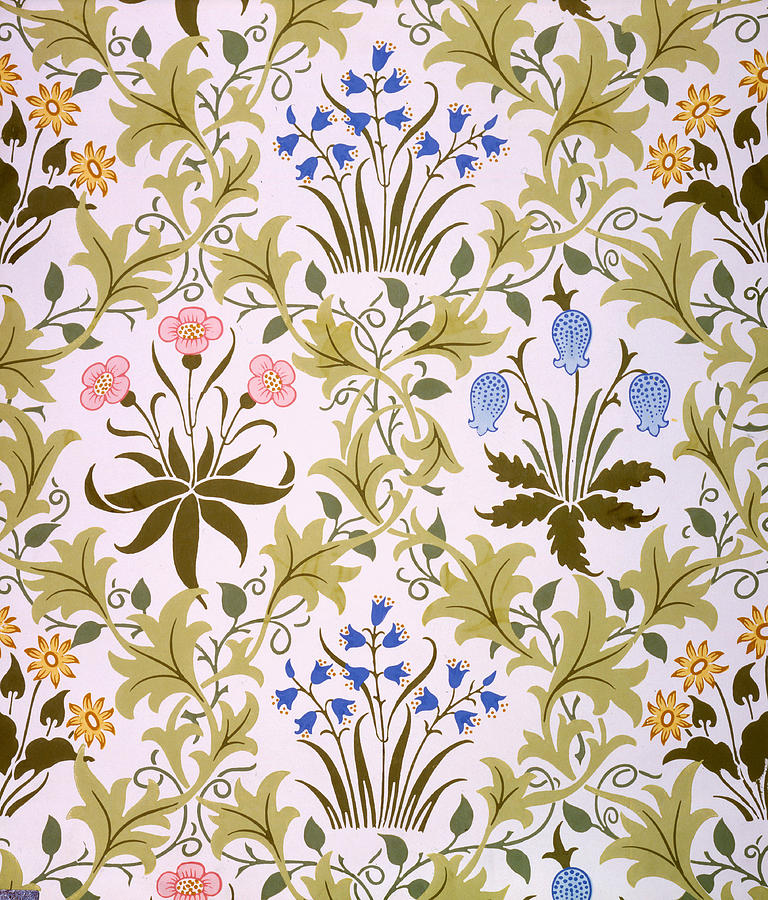 Pattern Painting - Celandine Wallpaper Design by John Henry Dearle