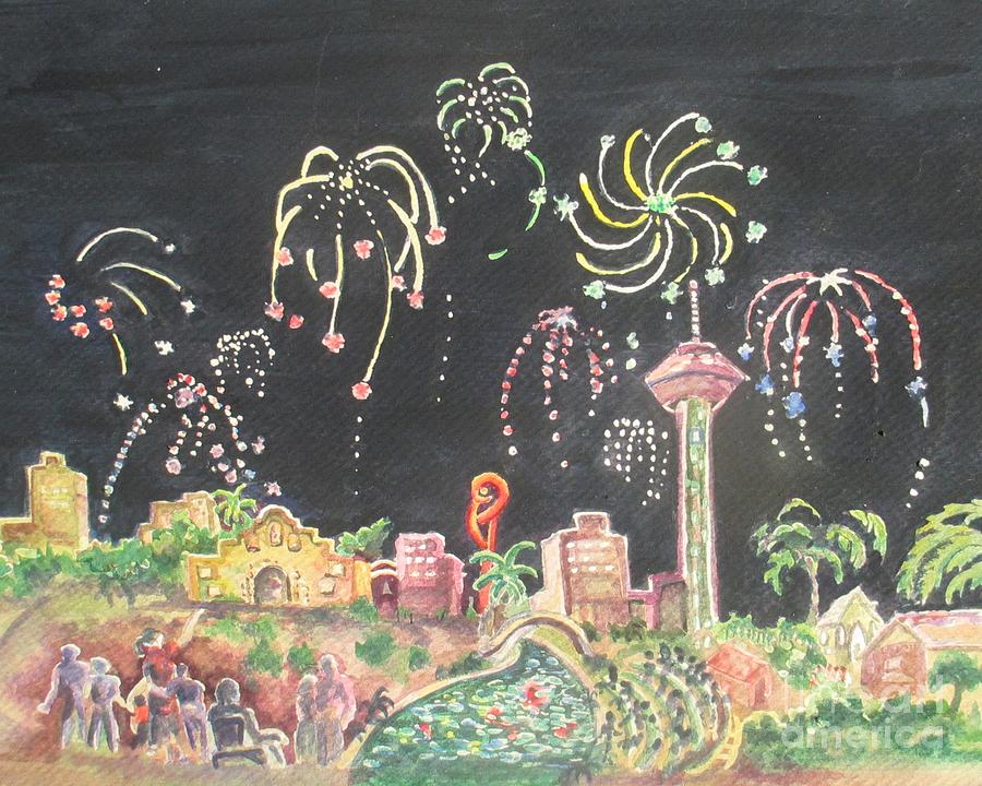 Independence Day Painting - Celebrate San Antonio by Lynn Maverick Denzer
