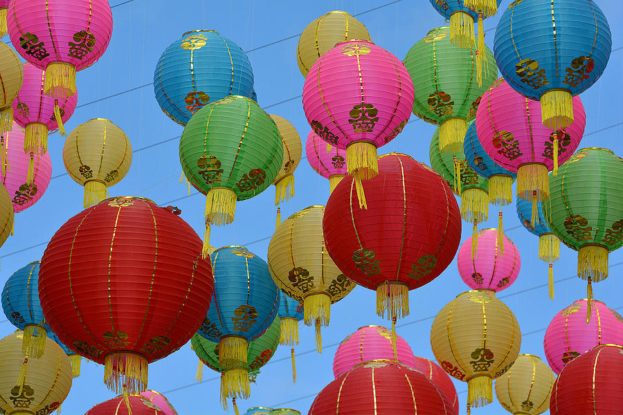 Chinese Lanterns Photograph - Celebration In The Sky 5 by Fraida Gutovich