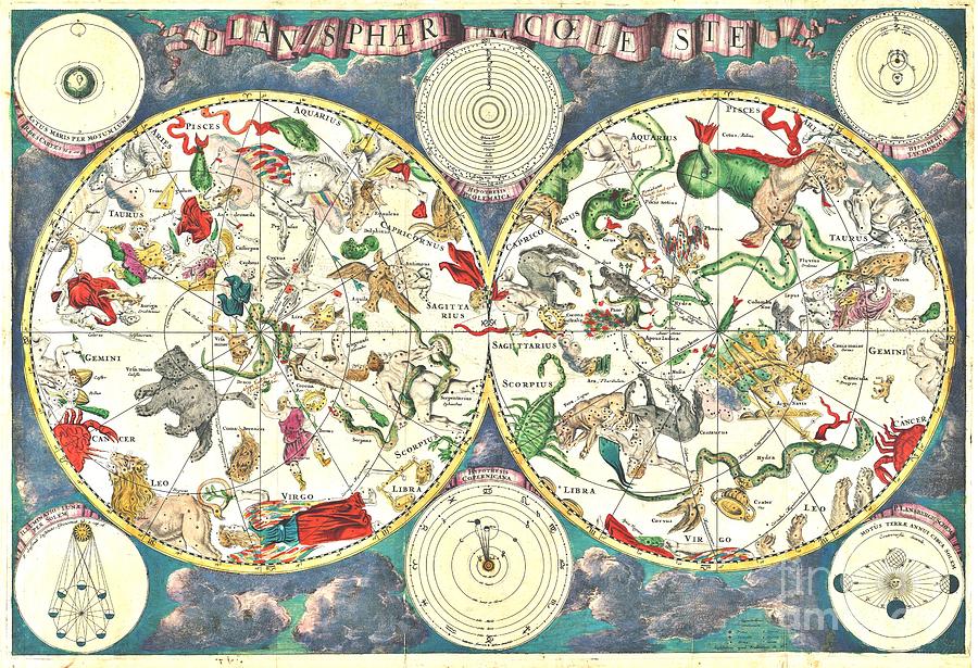 Celestial Map - 17th Century Painting by Thea Recuerdo