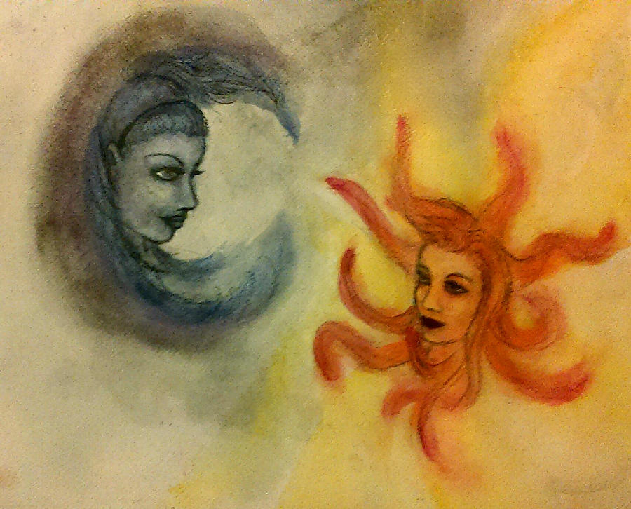 Goddesses Mixed Media - Celestial Sisters by Jennie Hallbrown