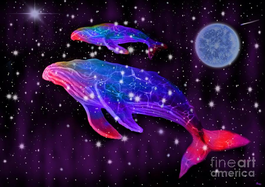 Celestial Whales Painting by Nick Gustafson
