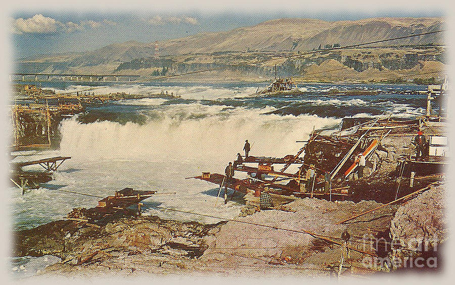 Celilo Falls Postcard Photograph by Charles Robinson