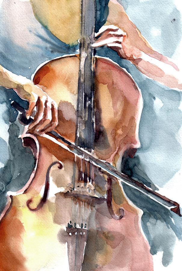 Cellist Painting by Faruk Koksal
