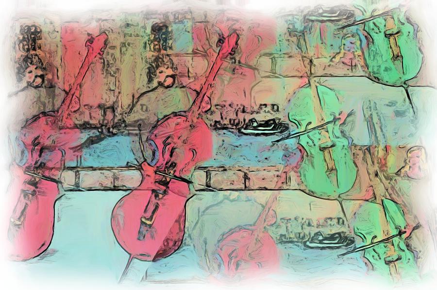 Cello Players Rooftop Painting by Rick Todaro
