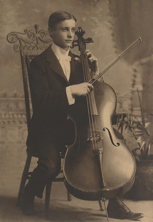 Music Photograph - Cello Recital 1890s by Paul Ashby Antique Image