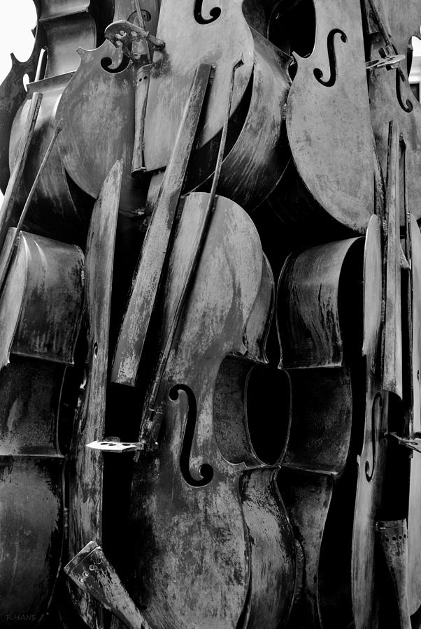 Cellos 6 Black And White Photograph by Rob Hans