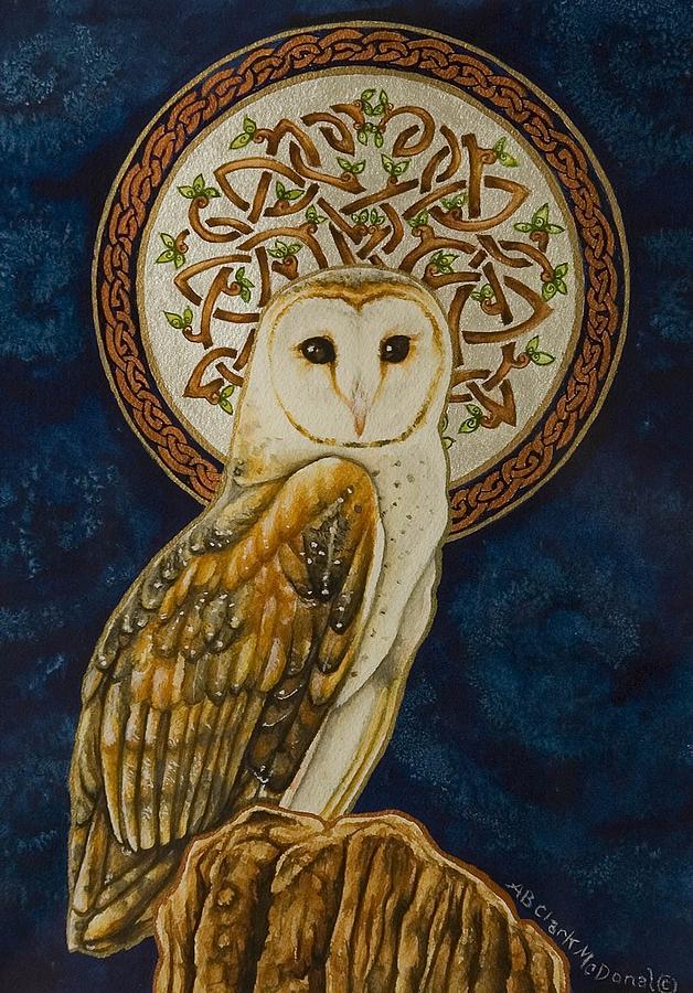 Celtic Barn Owl Painting by Beth Clark-McDonal