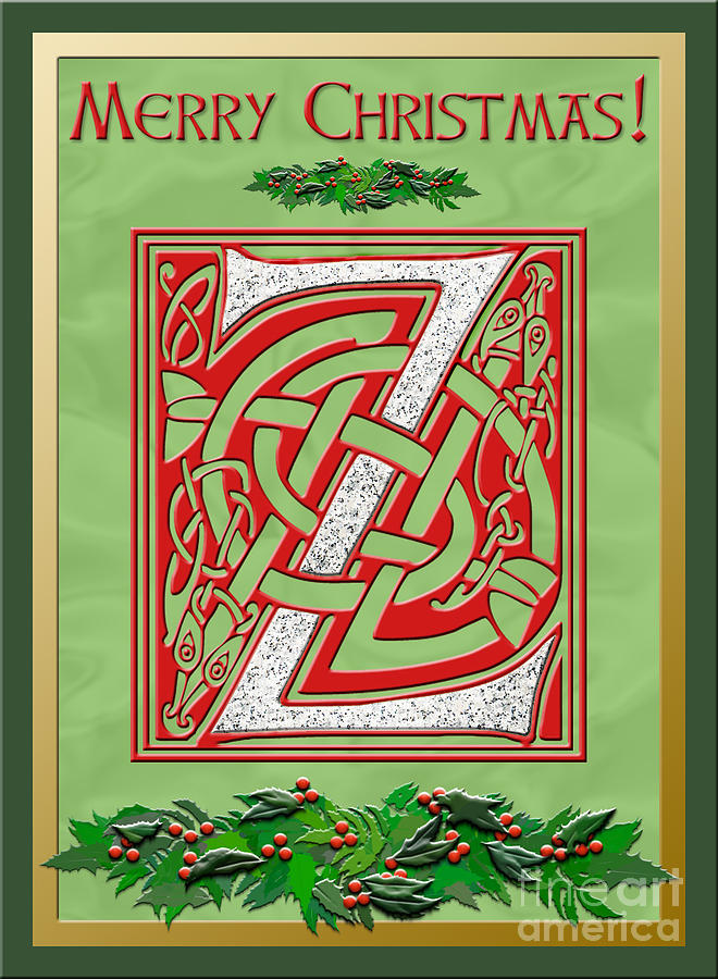 Christmas Digital Art - Celtic Christmas Initial Z by Melissa A Benson