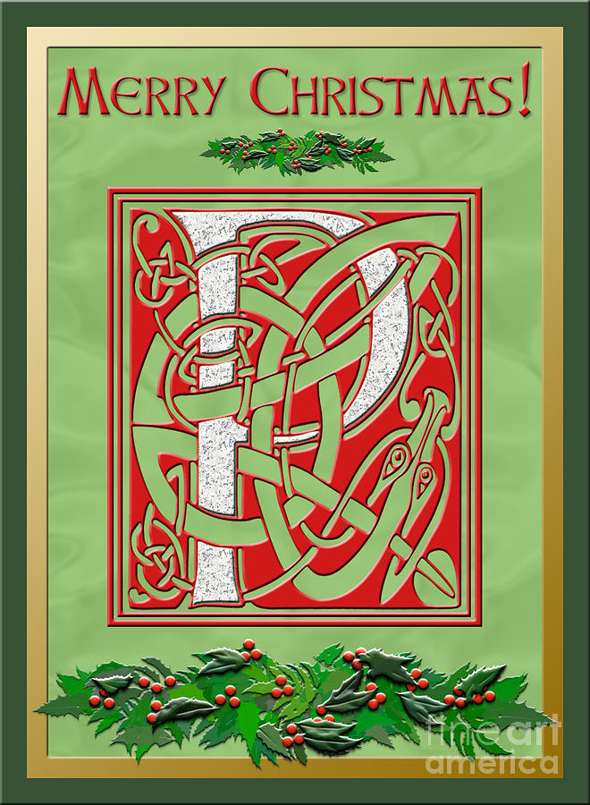 Christmas Digital Art - Celtic Christmas P Initial by Melissa A Benson
