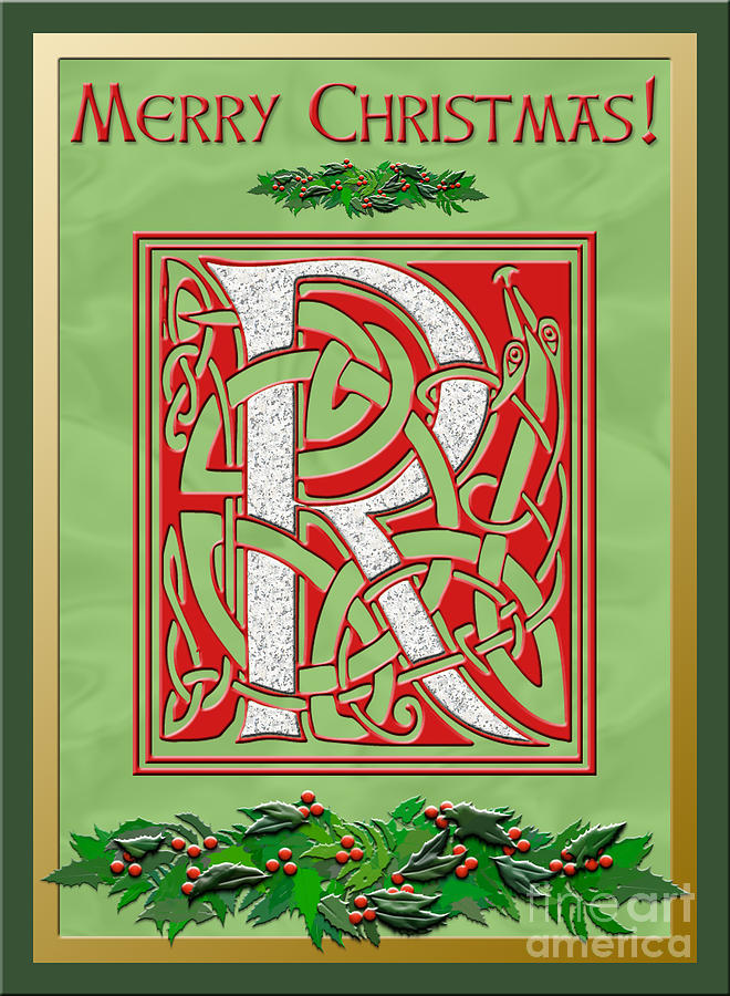 Christmas Digital Art - Celtic Christmas R Initial by Melissa A Benson