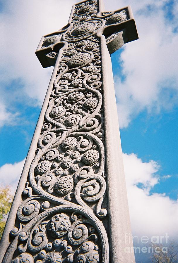 Monumental Art Nouveau Carved Celtic Stone Cross, Utica, New York Photograph by Peter Ogden