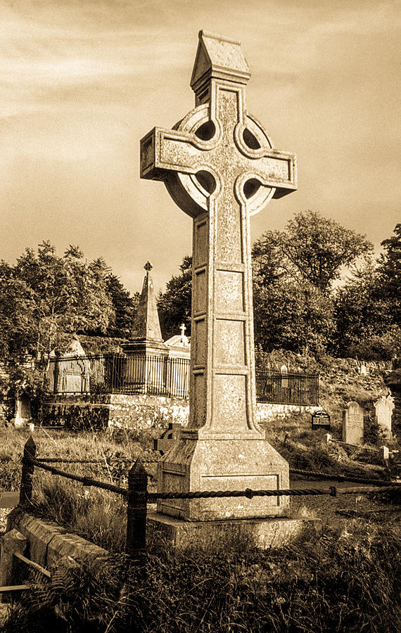 Celtic Cross in Sepia Photograph by Douglas Barnett