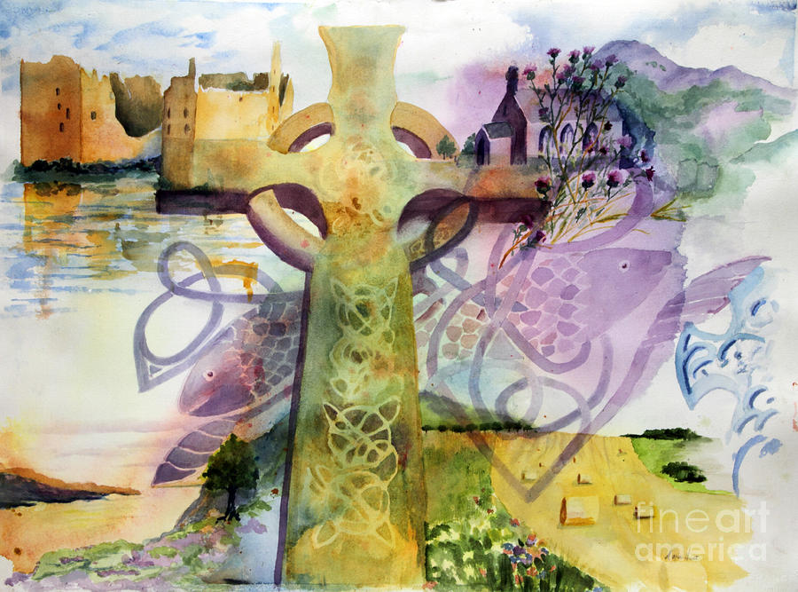 Celtic Cross Painting - Inspired By Ancient Designs by Maria Hunt