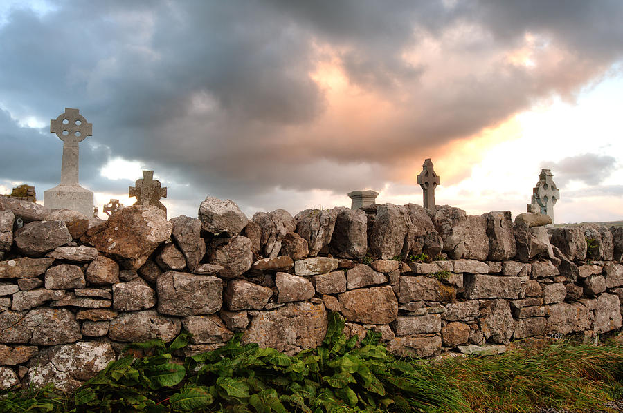 Celtic Cross Stone Wall Photograph by Allan Van Gasbeck