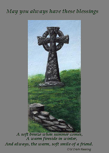 Celtic Cross with Old Irish Blessing Painting by Barbara McDevitt