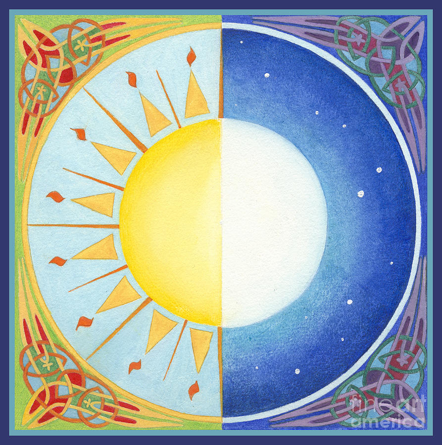 Celtic Equinox Sun And Moon Painting