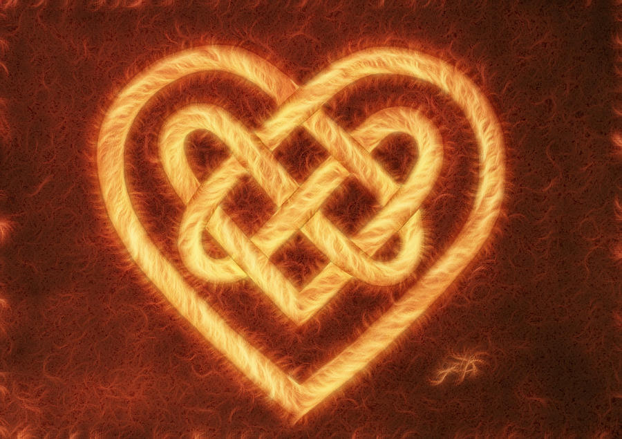 Celtic Heart Knot digital coffee Painting by Georgeta Blanaru