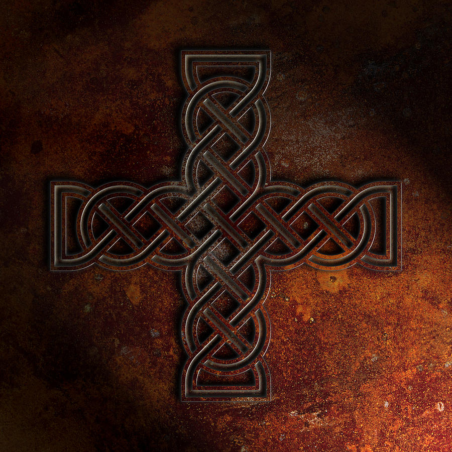 Celtic Knotwork Cross 2 Rust Texture Digital Art by Brian Carson