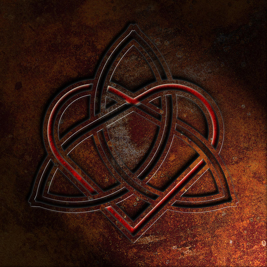 Celtic Knotwork Valentine Heart Rust Texture No 1 Digital Art by Brian Carson