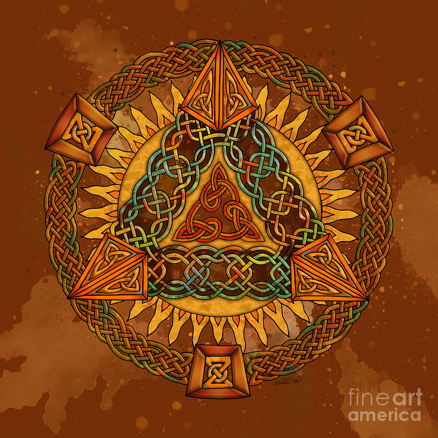 Celtic Pyramid Mandala Mixed Media by Kristen Fox