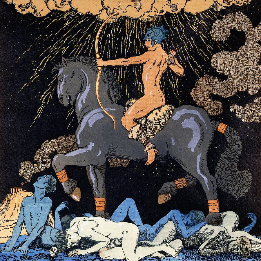 Nude Painting - Celui qui Monte le Cheval Noir by Georges Barbier