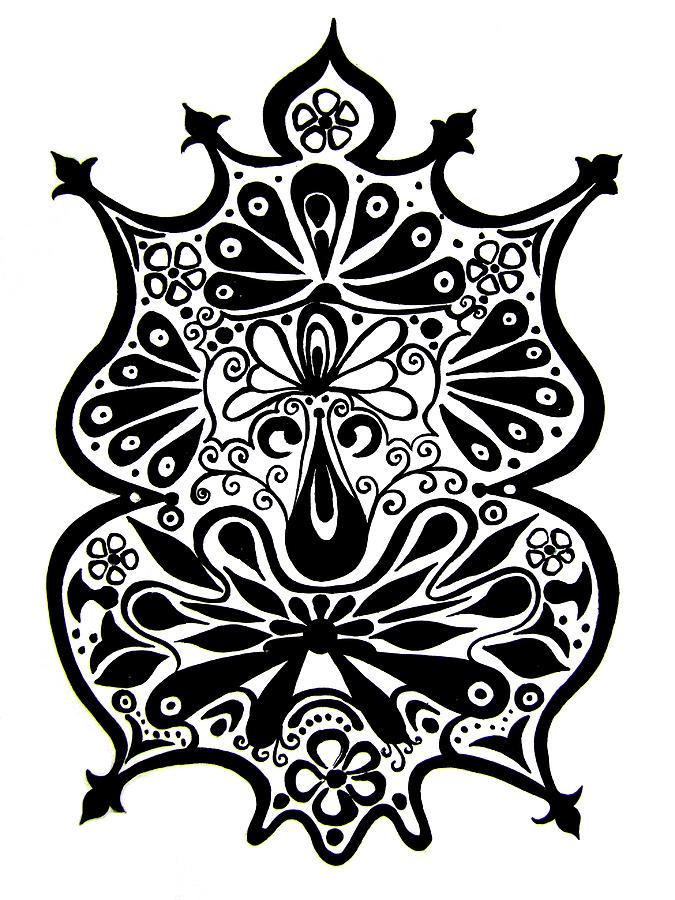 William Morris Painting - CEM-Black-White-009-Contemporary Ethnic Mix by Pat Bullen-Whatling